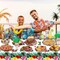 133 PCS Hawaiian Aloha Party Supplies Disposable Dinnerware Set Include Tropical Luau Napkins Plates Cups Tablecloth Knives Forks Spoons, Summer Birthday Party Favors